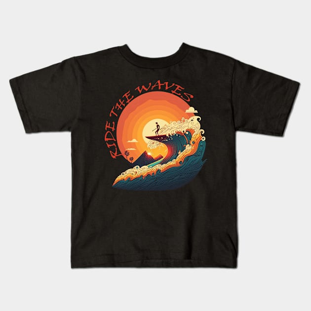 Surfing 2 - Yolo Kids T-Shirt by i2studio